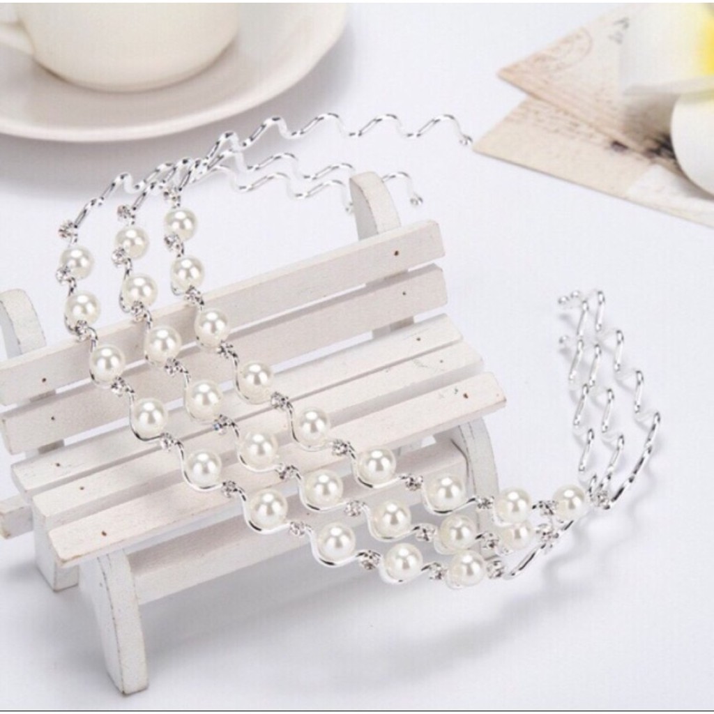 🌸 Bờm Sóng Đính Hạt Trai