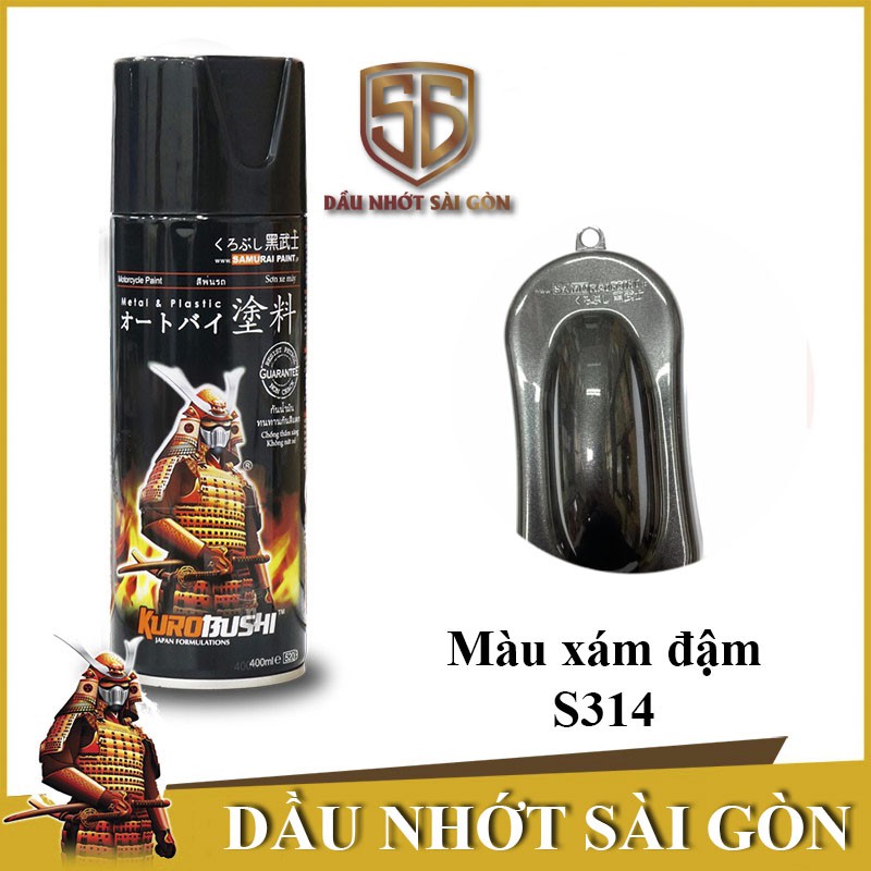 [HCM]S314_Sơn xịt sơn xe máy Samurai S314 _MÀU XÁM ĐẬM _ DARK GREY.