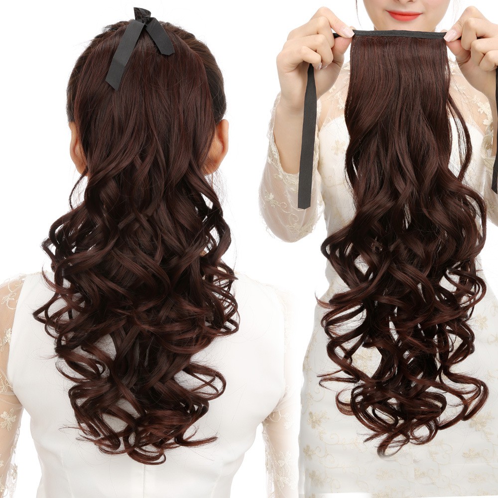 Tóc cột xoăn 50cm C136 😍FREESHIP😍 cột tóc giả nữ, buộc tóc giả, đuôi cột tóc giả xoăn dài, đuôi tóc giả thời trang