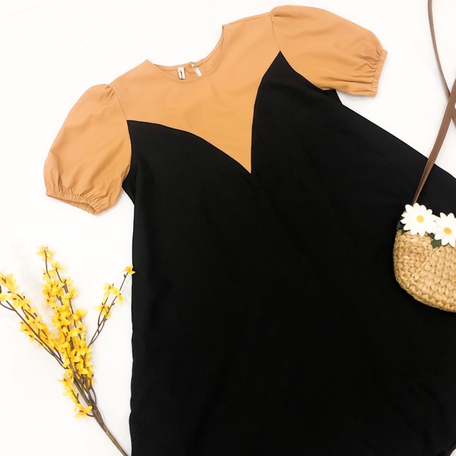 Đầm đen phối nâu v2 (kèm hình thật)