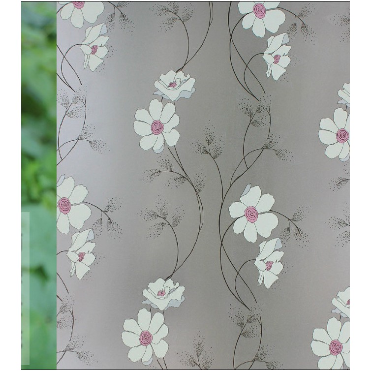 Decal dán kính khổ 45cm mẫu nhành hoa keo sẵn bóc dán