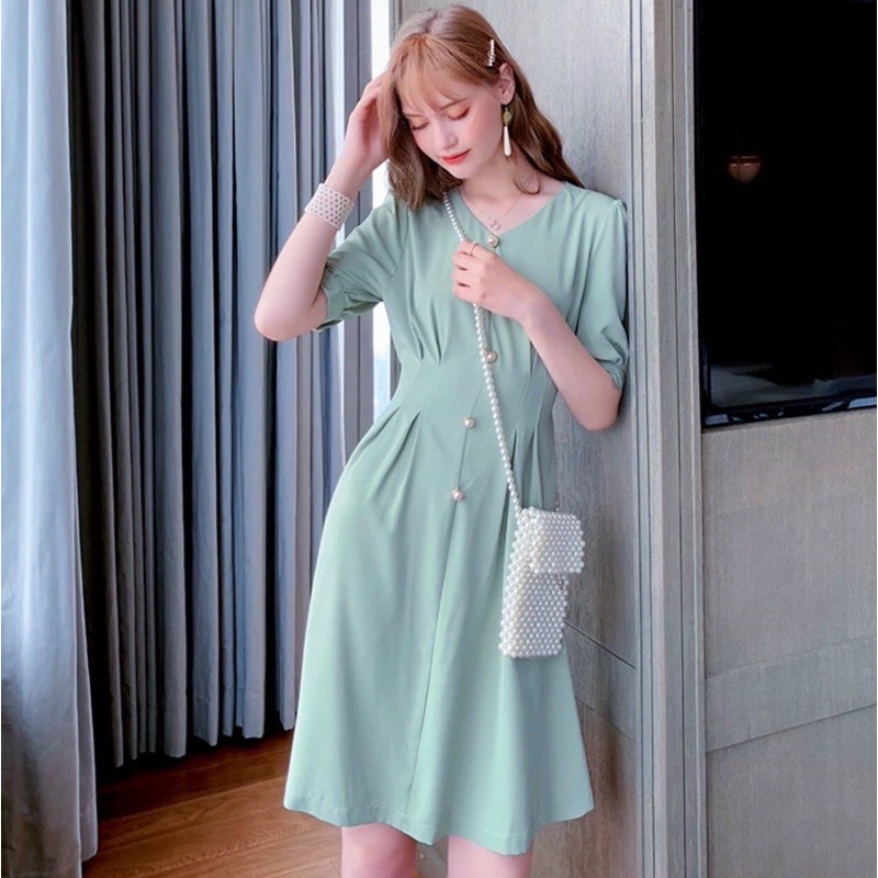 [HCM]Đầm đỏ nút ngọc (kèm hình thật)