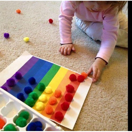 100 Hạt Pompom Nhiều Kích Thước,Màu Sắc