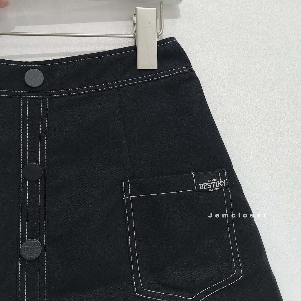 Chân Váy Viền Chữ a SEOM-Đen-3333 ( Jem Closet )