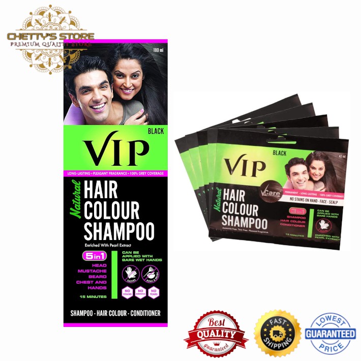 VIP Natural Hair Color Shampoo 5in1 180ml - Black & Brown | Lazada