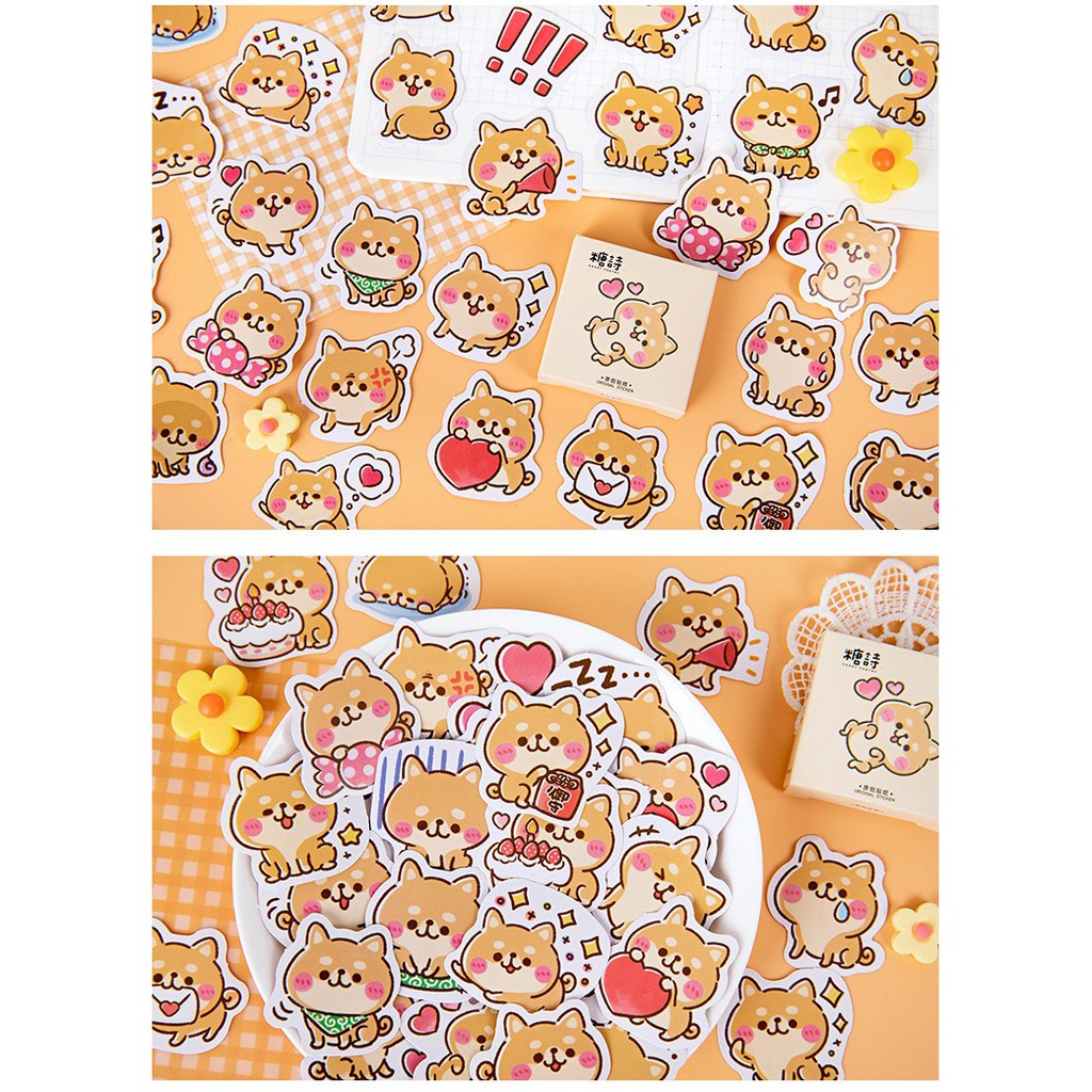 Bộ sticker/ Hình dán Chú Cún Shiba (45 Hình)