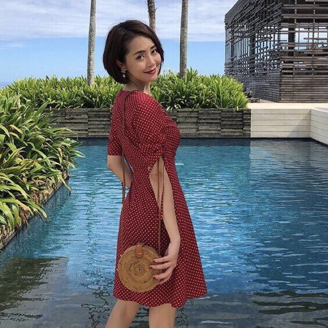 Đầm bi xoè 2 màu (kèm hình thật)