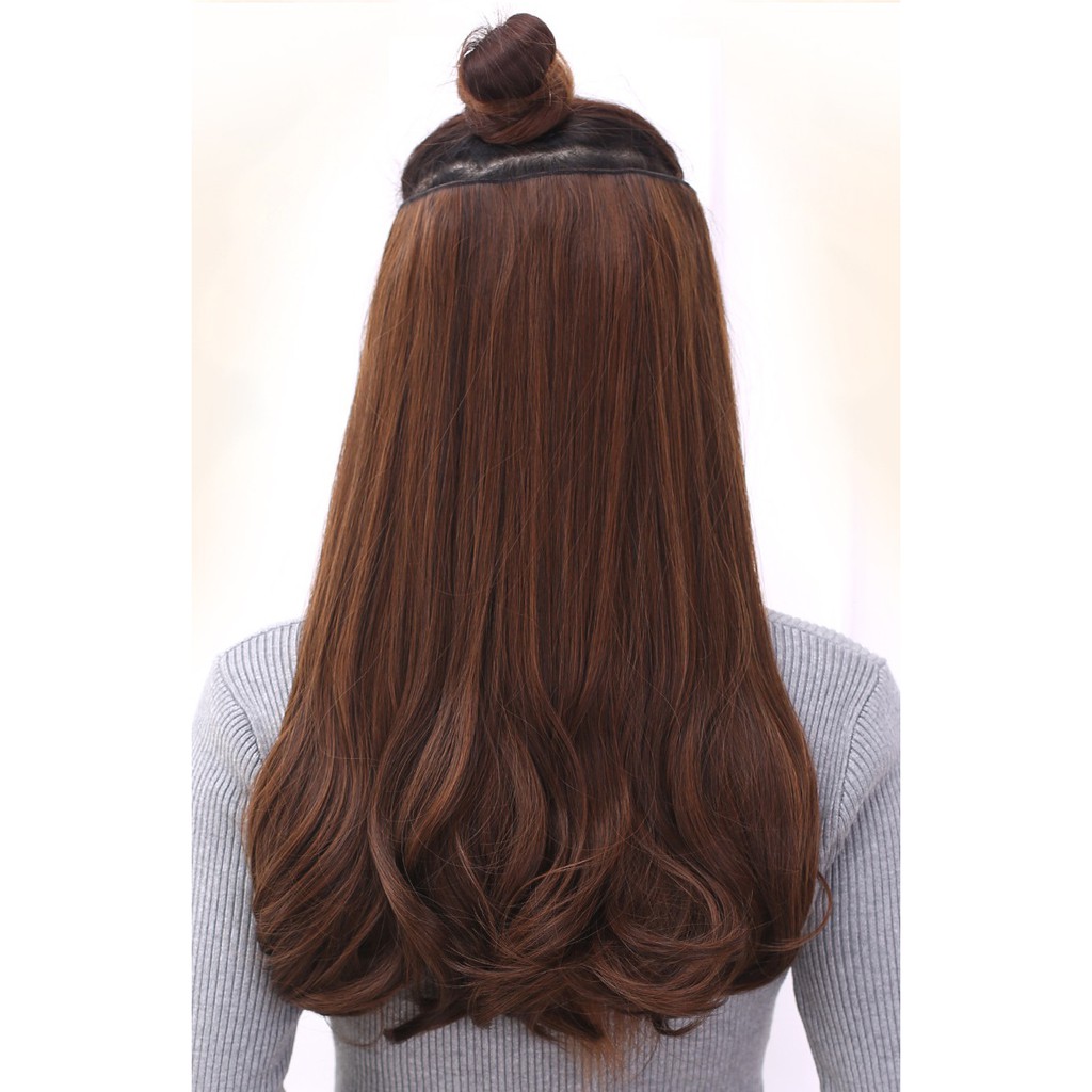 Tóc giả kẹp 5 phím cụp ht150 😍freeship😍 tóc giả kẹp dải nửa đầu, kẹp 5 phím nửa đầu
