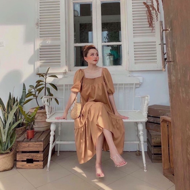 [HCM]Đầm kem đuôi cá nhúng thun ngực (kèm hình thật)