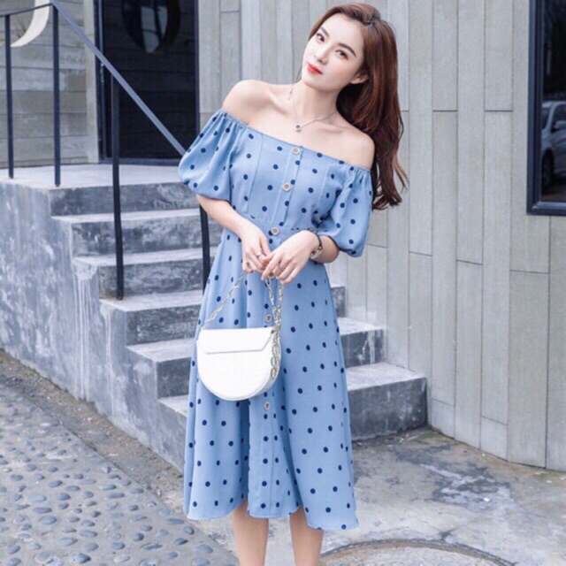 Đầm blue bi xanh đen