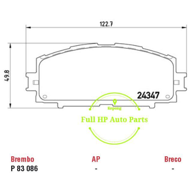 Original Brembo Brake Pad Toyota Vios NCP93 J/E Spec 200812 Lazada