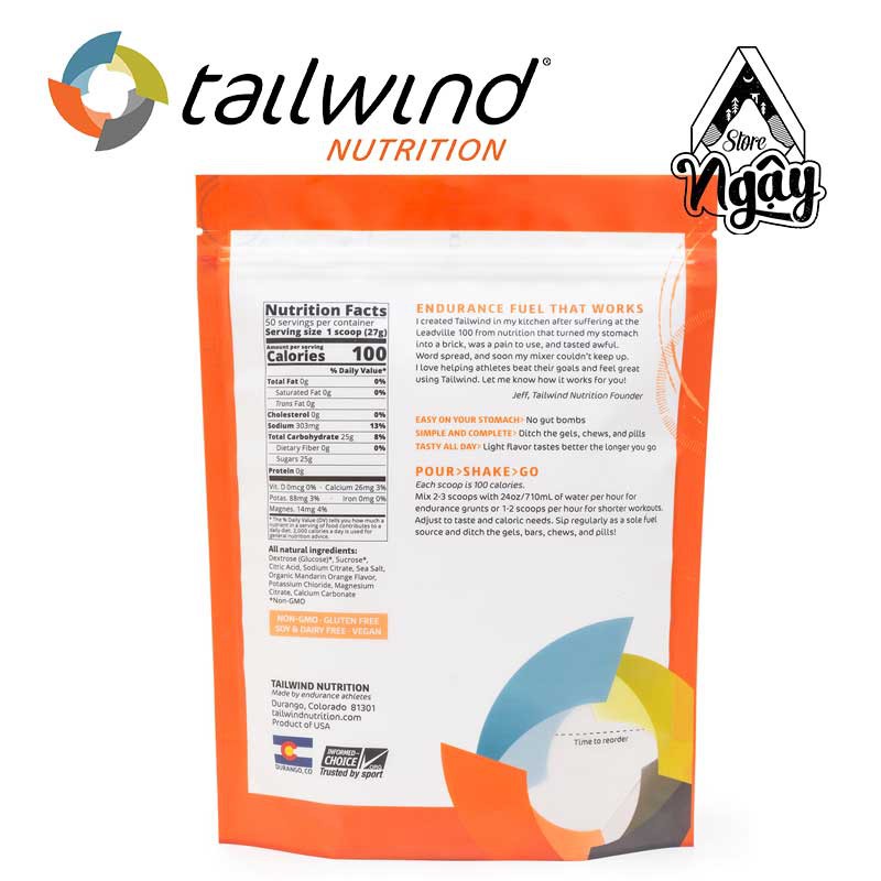 Bột dinh dưỡng thể thao Tailwind Endurance gói 50 serving