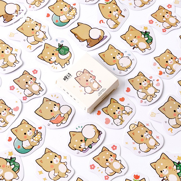 Bộ sticker/ Hình dán Bé Mèo Nâu