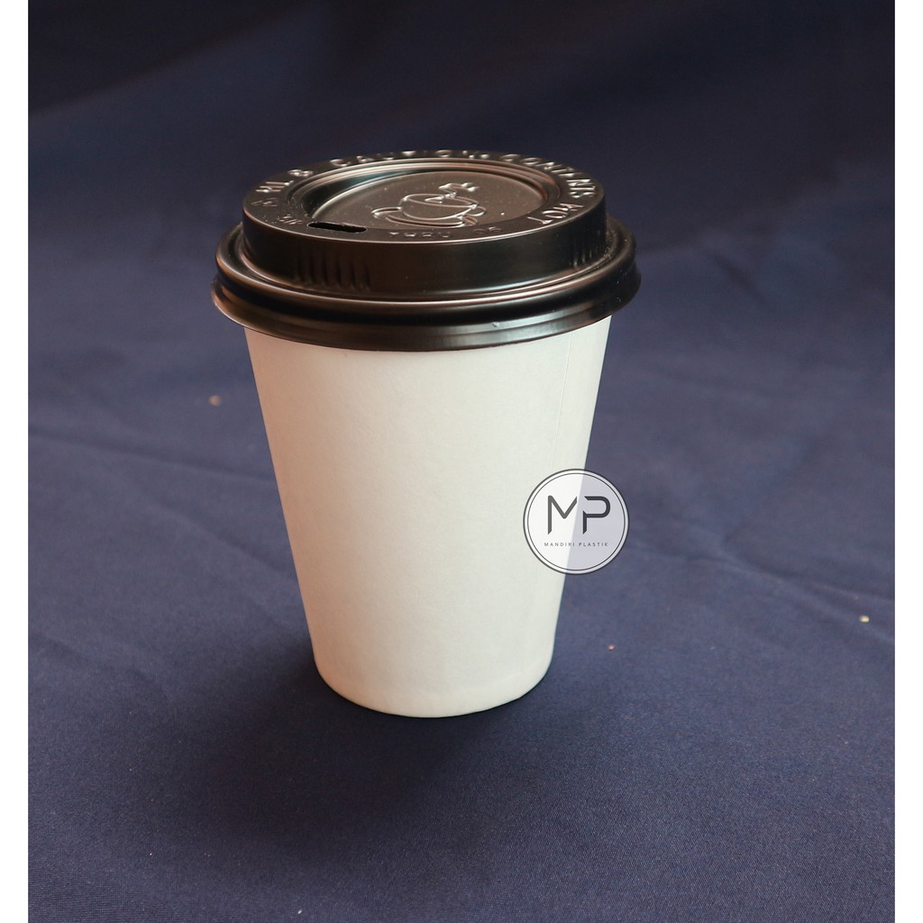 Paper Cup / Papercup / Gelas Kertas Kopi PUTIH 8oz DENGAN TUTUP -50pcs ...