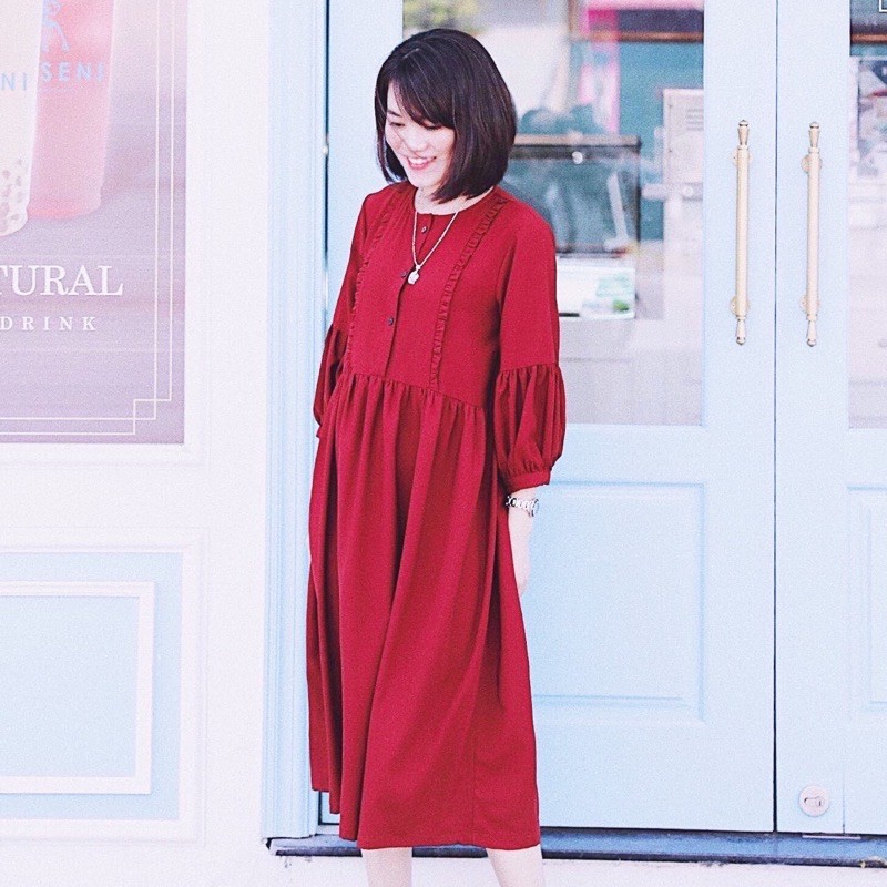 [HCM]Babydoll đỏ form dài (kèm hình thật)