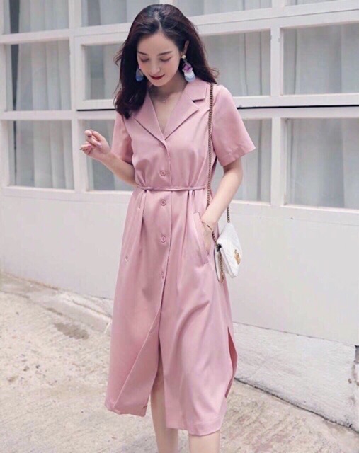 [HCM]Đầm SM HỒNG 2 túi - form to (kèm hình thật)
