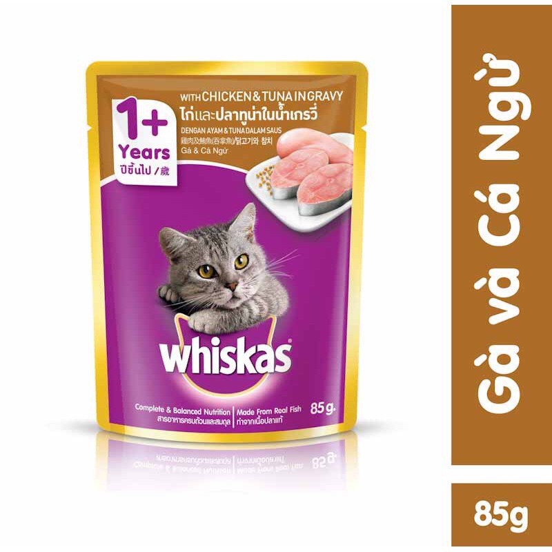 [Hoàn Tiền 10%] Pate whiskas cho mèo mọi lứa tuổi gói 85gr đủ vị
