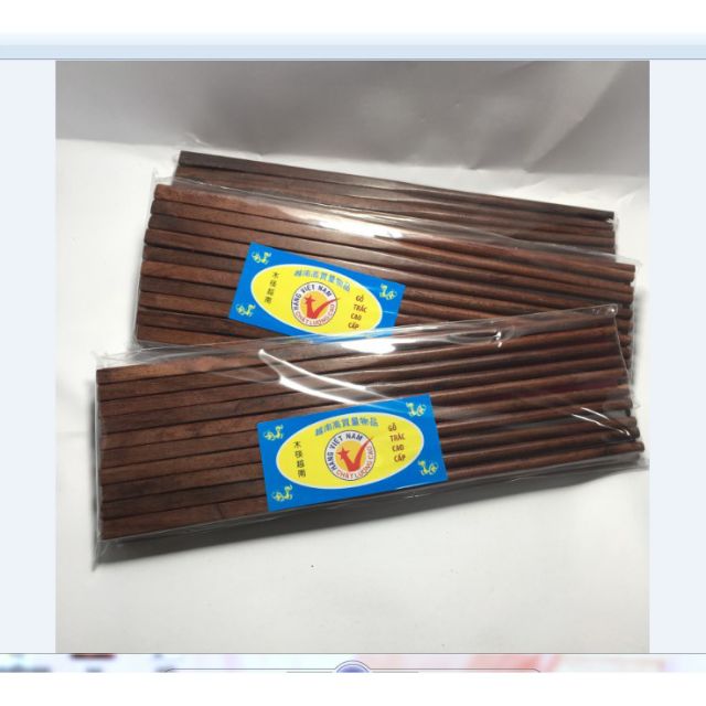 Set of 10 Pairs of High-Quality Trac Wooden Chopsticks with Square Tips