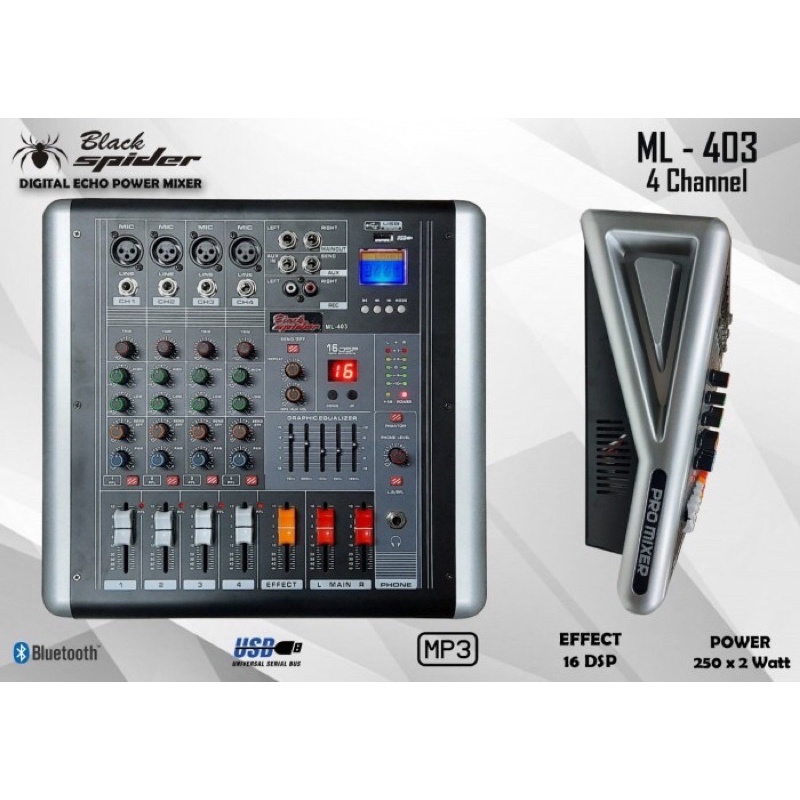 power mixer black spider 4 channel BS ML403 Lazada Indonesia