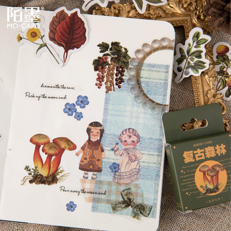 Bộ sticker/ Hình dán Hình Cỏ & Nấm Siêu Xinh (46 Hình)