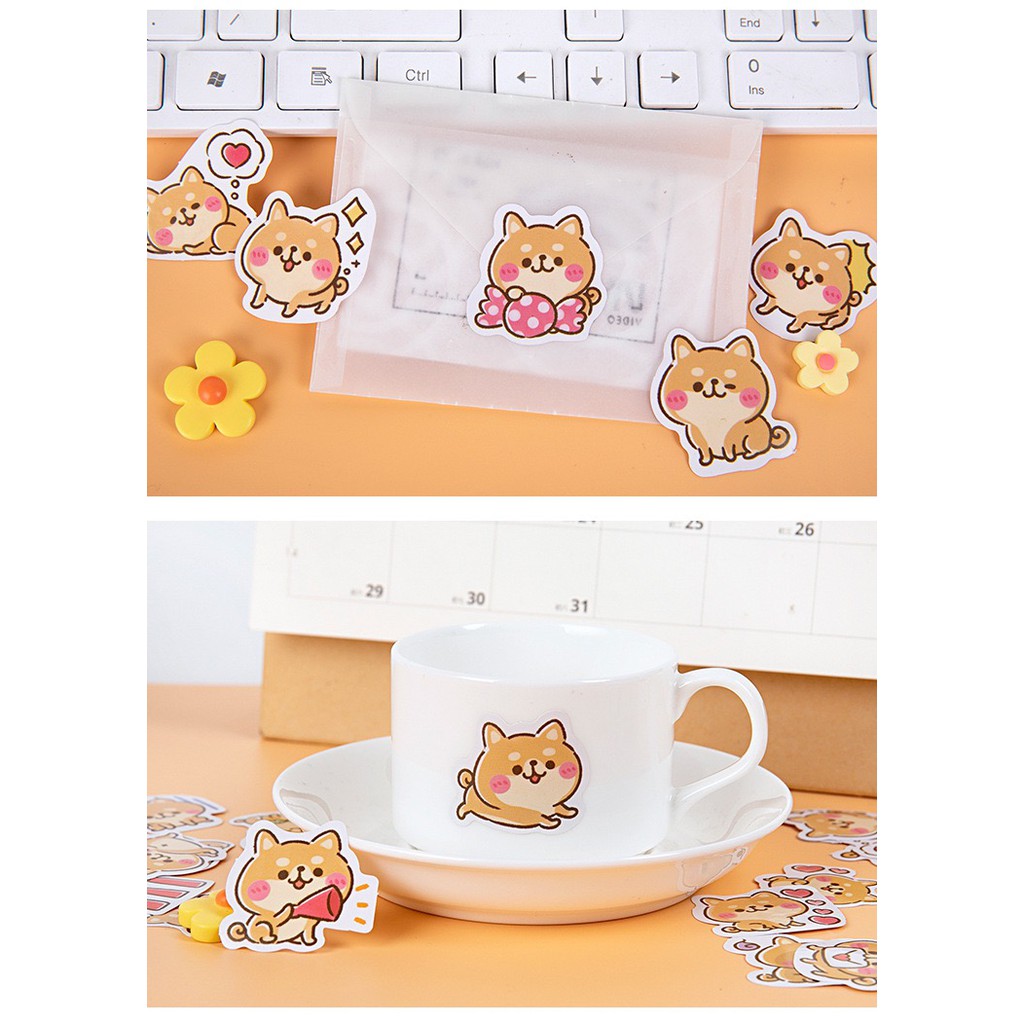 Bộ sticker/ Hình dán Chú Cún Shiba (45 Hình)