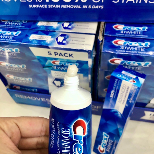 [HÀNG CHUẨN CHẤT LƯỢNG] KEM ĐÁNH RĂNG CREST 3D WHITE ADVANCED TRẮNG RĂNG VƯỢT TRỘI 147Gr - MỸ