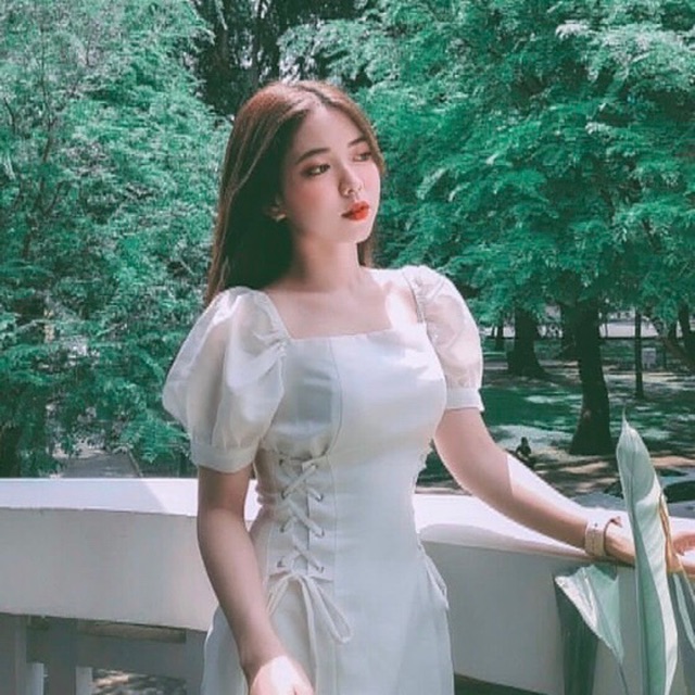 [HCM]Đầm trắng xoè đan dây (kèm hình thật)