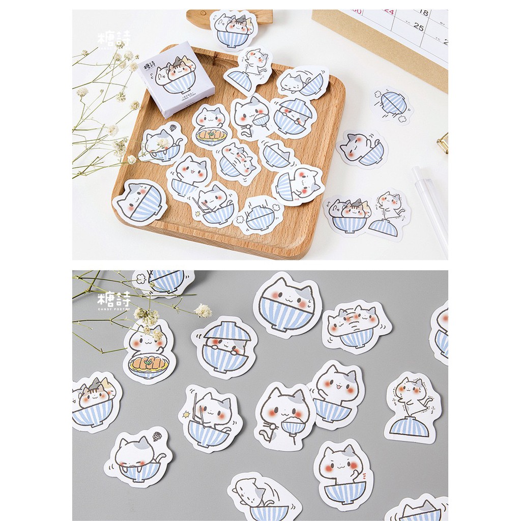 Bộ sticker/ Hình dán Mèo Dễ Thương (45 Hình)