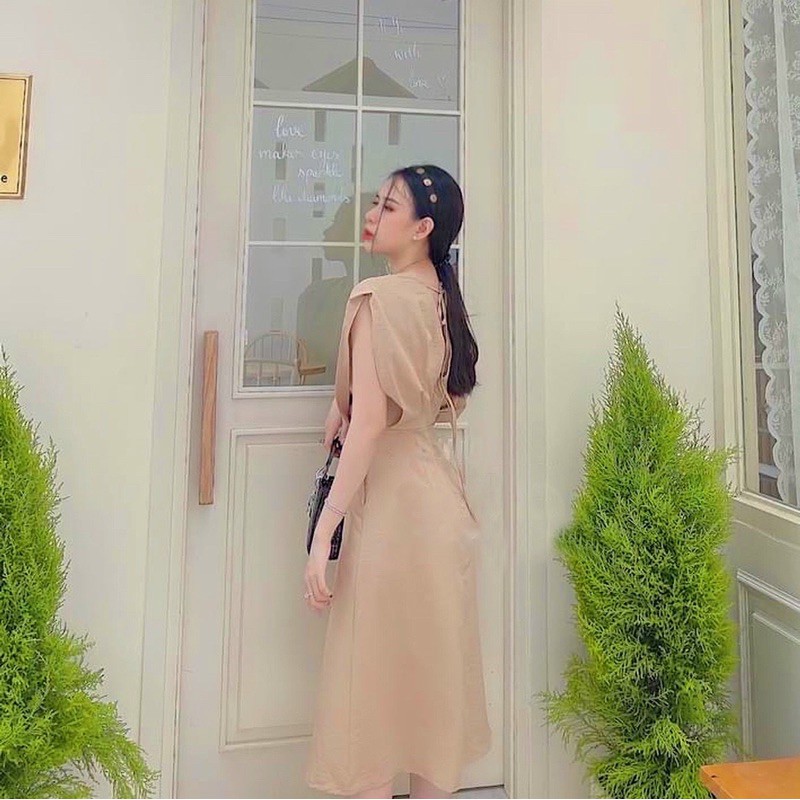 [HCM]Đầm kem cánh dơi v2 (kèm hình thật)