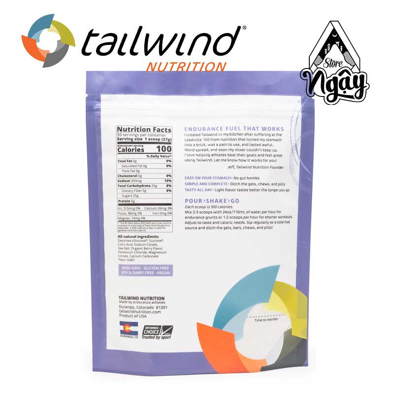 Bột dinh dưỡng thể thao Tailwind Endurance gói 50 serving