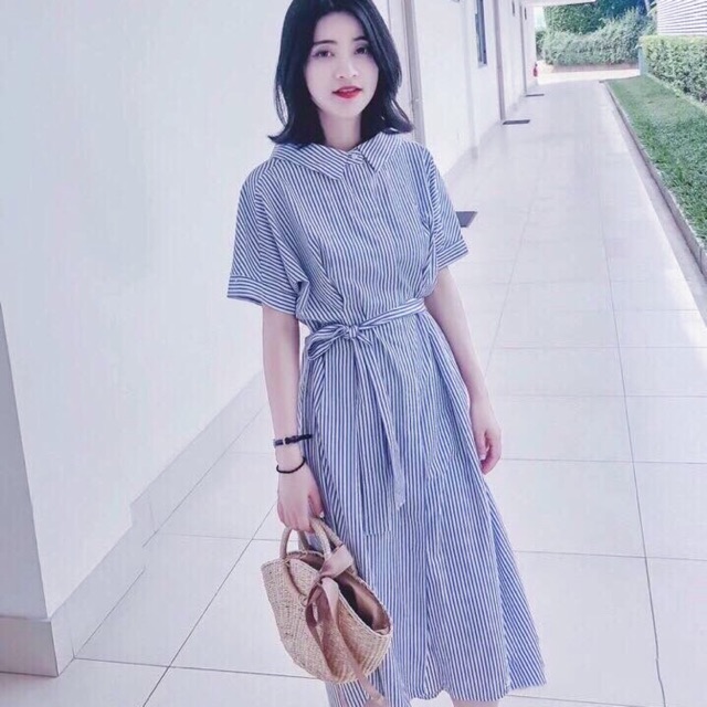 Đầm sơ mi sọc v2 - form lớn