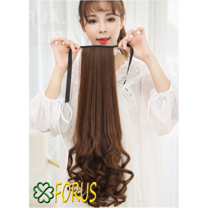 Tóc giả cột đuôi xoăn 58cm