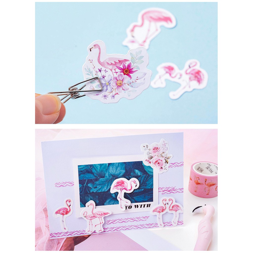 Bộ sticker/ Hình dán Kiểu Dáng Chim Hồng Hạc (46 Hình)