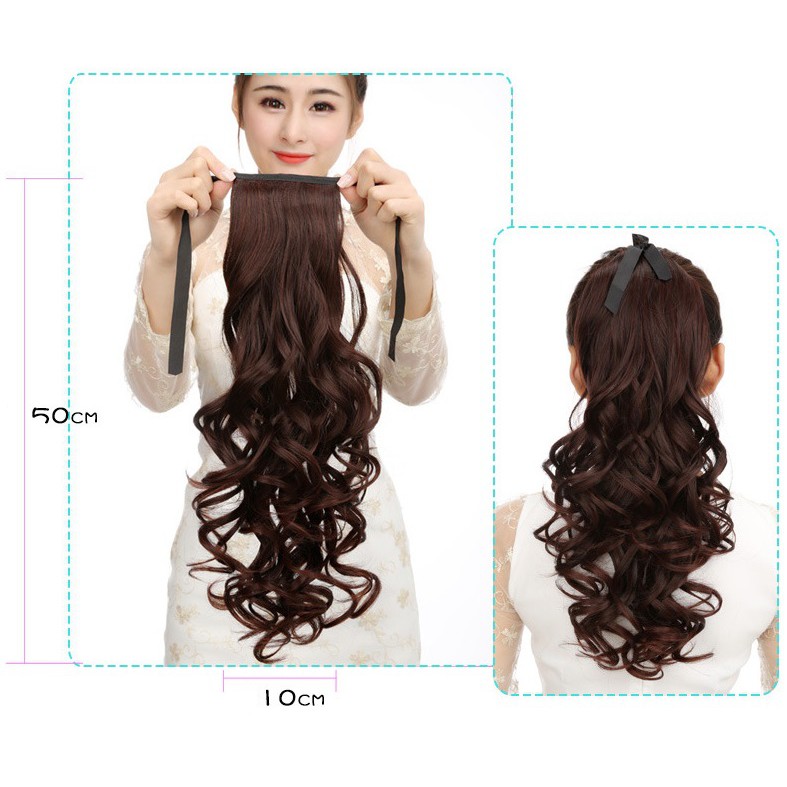 Tóc cột xoăn 50cm C136 😍FREESHIP😍 cột tóc giả nữ, buộc tóc giả, đuôi cột tóc giả xoăn dài, đuôi tóc giả thời trang
