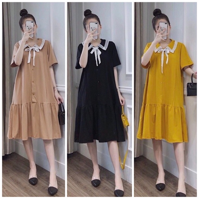 Đầm đuôi cá viền trắng 3 màu