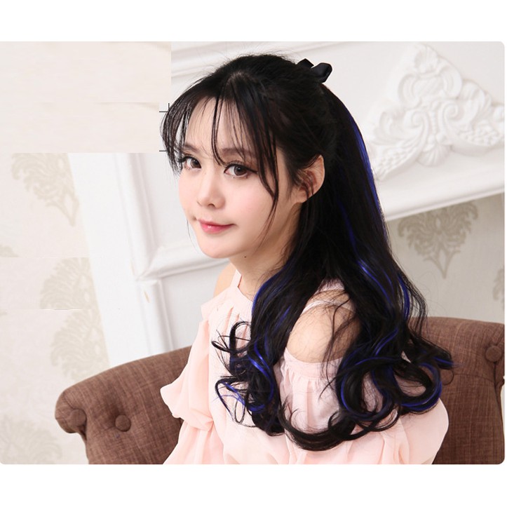 Tóc cột móc line Xanh ❤️FREESHIP❤️ tóc giả nữ, cột tóc giả nữ