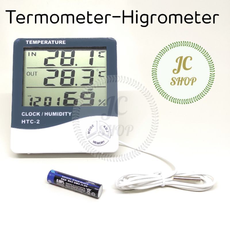 Termometer Higrometer Digital Jam Alat Ukur Pengukur Suhu Kelembaban
