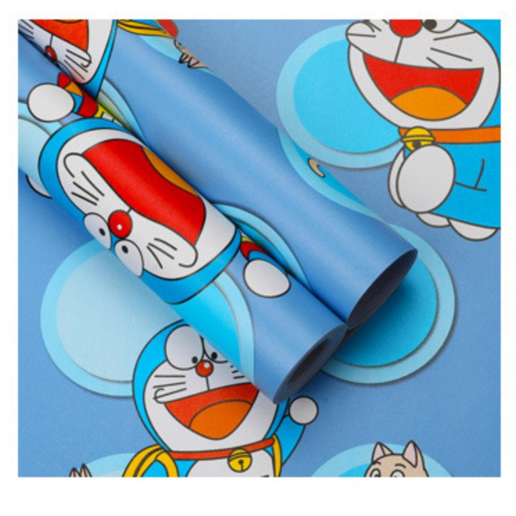 Cuộn 10m giấy dán tường doremon ô tròn khổ rộng 45cm