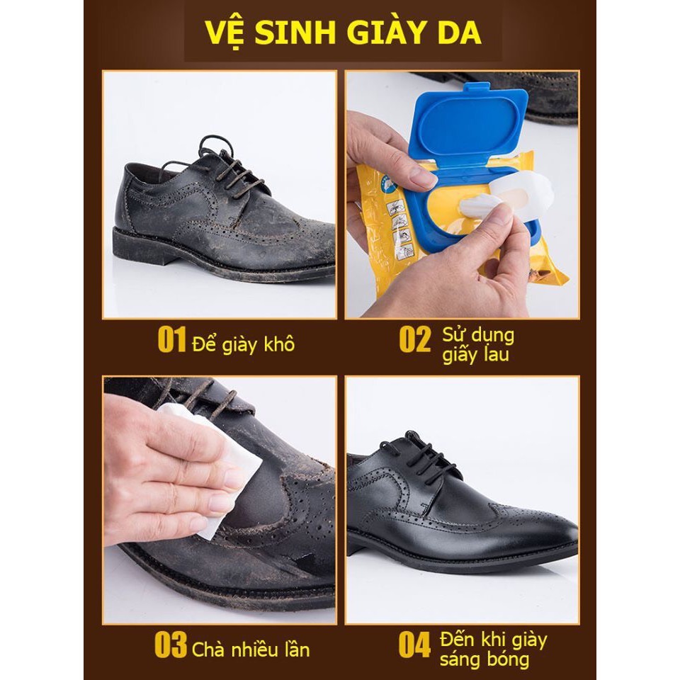 [Bịch 30 tờ] Khăn giấy lau giày sneaker giày da siêu tiện lợi