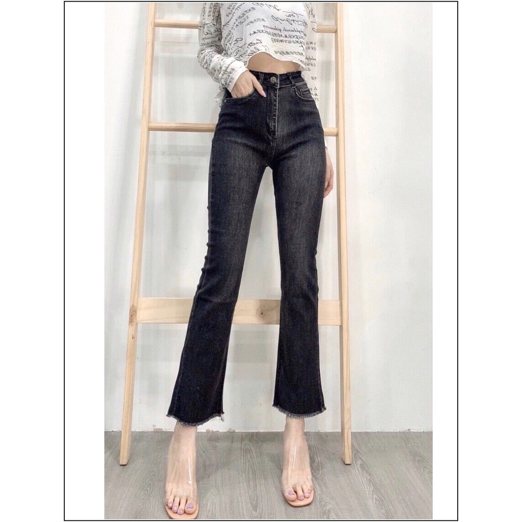 Quần jean nữ dài ỐNG LOE MÀU XÁM ĐEN 332-1