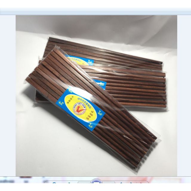 Set of 10 Pairs of High-Quality Trac Wooden Chopsticks with Square Tips