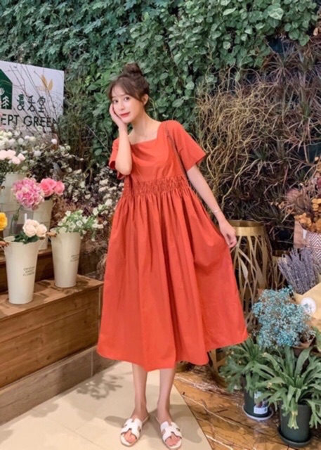 [HCM][Mã FATHANG5 giảm 10K đơn 50K] Đầm suông mint nơ sau