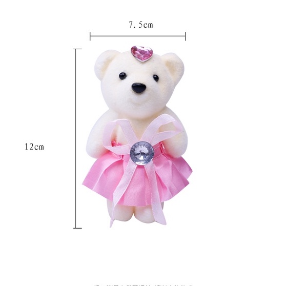 (Cao 12cm) Gấu bông gói hoa, gấu bông trang trí