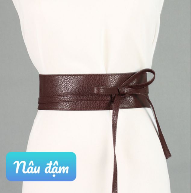 Thắt lưng da mặc váy bản to buộc nơ cá tính