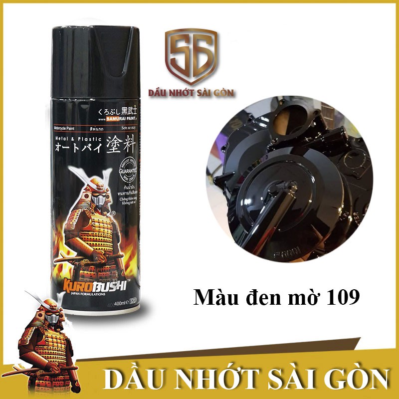 [HCM]Samurai 109 _ Chai sơn xịt sơn xe máy màu đen bóng _ Black