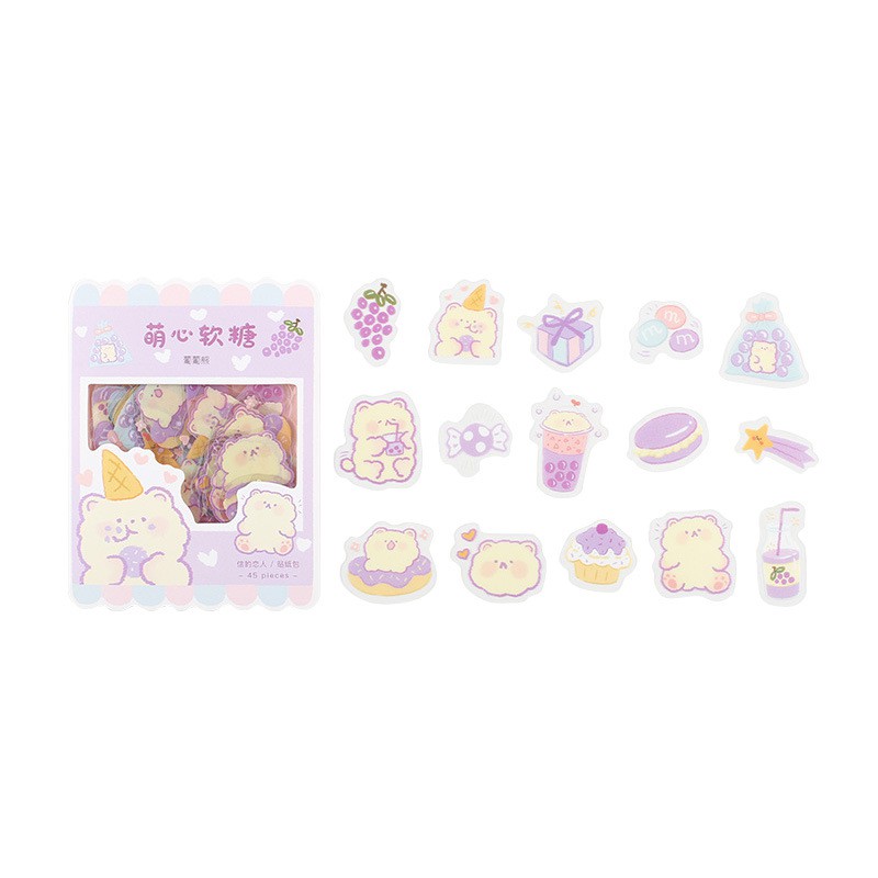 Bộ sticker/ Hình dán Họa Tiết Dễ Thương (45 Hình)
