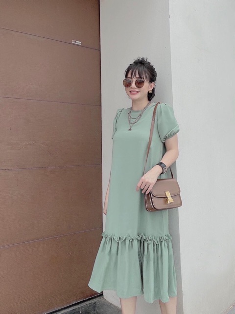 [HCM][Mã FATHANG5 giảm 10K đơn 50K] Đầm mint đuôi cá viền bèo (kèm hình thật)