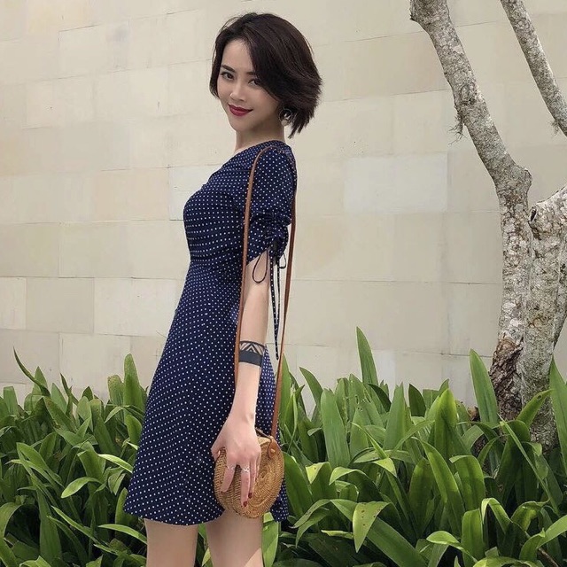 Đầm bi xoè 2 màu (kèm hình thật)