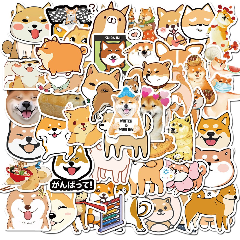 H134 - sticker chú cún shiba - pvc/ hình dán chống nước họa tiết