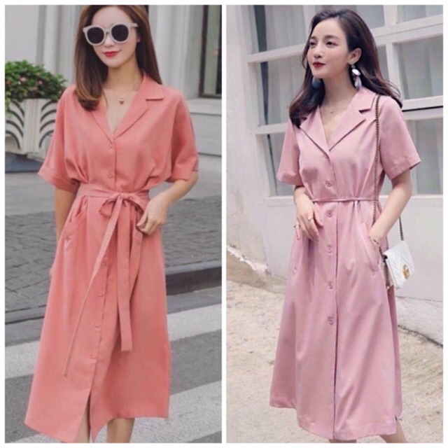 Đầm sm hồng 2 túi - form to